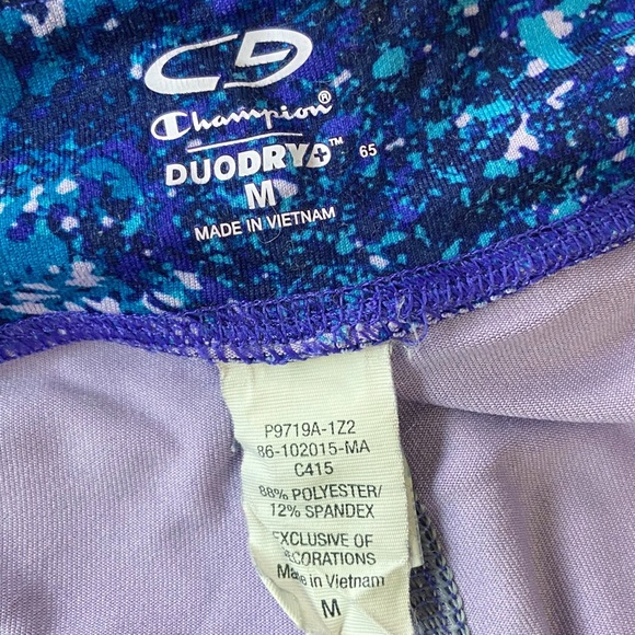 Champion Duo Dry High Waisted Leggings Blue Paint Splatter Medium - Picture 9 of 11